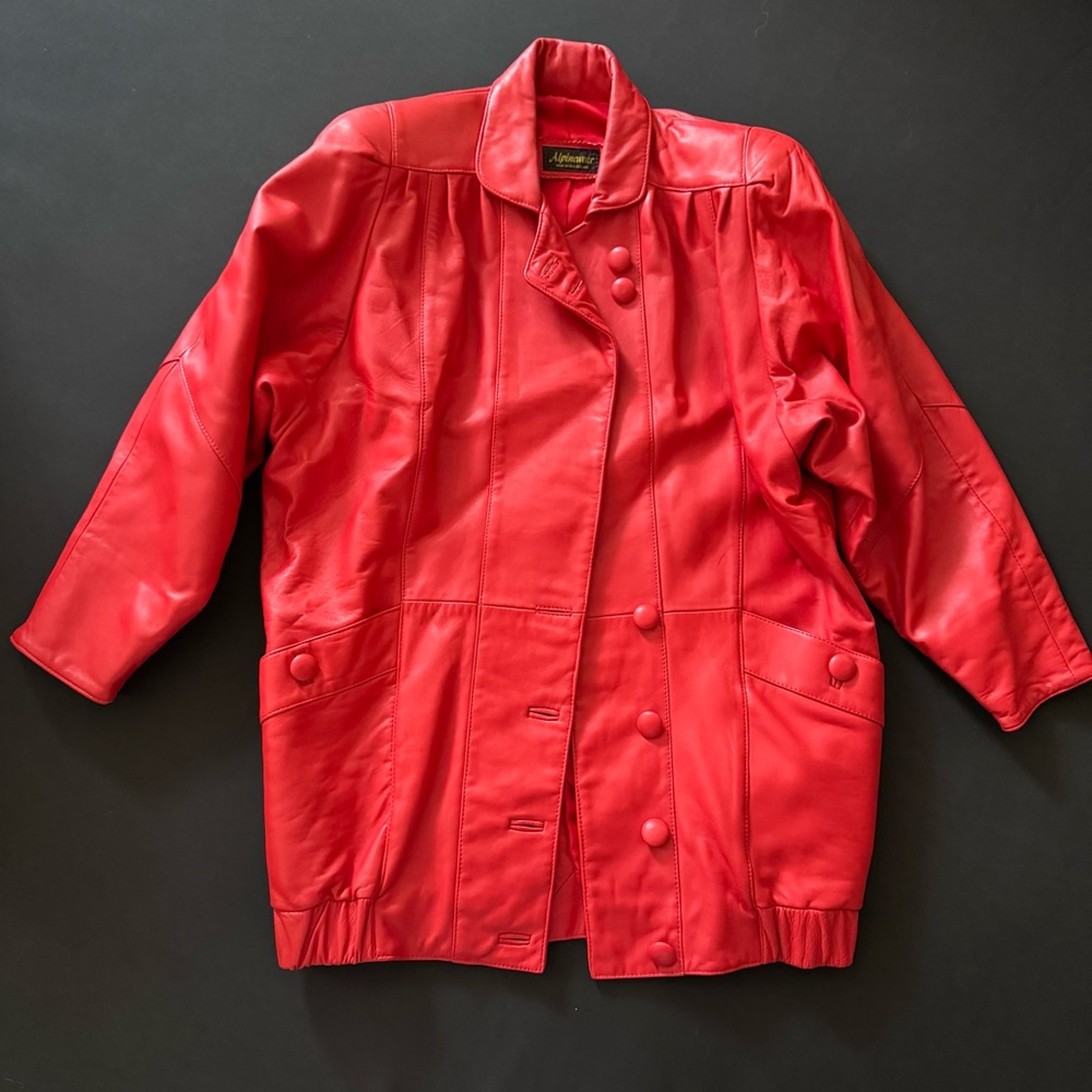 Vintage Alpine wear New Zeland Red Leather Women's Jacket/S